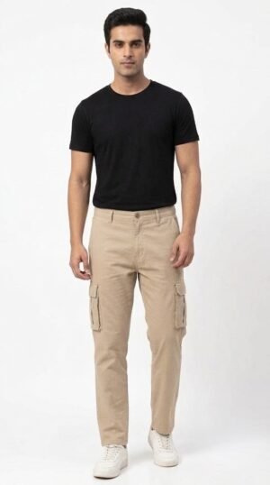 Men’s regular fit cargo pant Beige