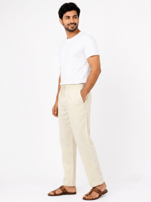 Men’s Solid Regular Fit Casual Cotton Jogger Pants with Drawstring Light grey